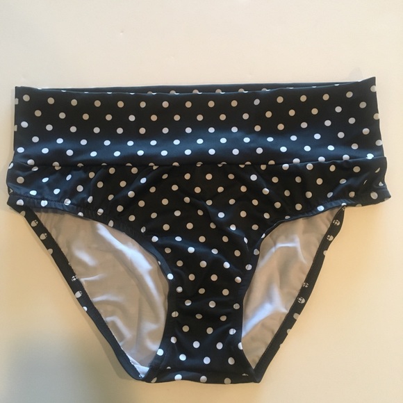 Polka Dot 2 Piece Baby Doll Swimsuit Tankini Black White Dots S, M, L, XL, 1X - Picture 6 of 7